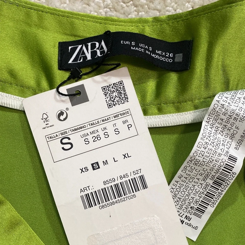 Zara Olive Green Wide-Leg Pleated Trousers Size S - Picture 10 of 16